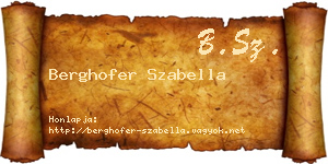 Berghofer Szabella névjegykártya